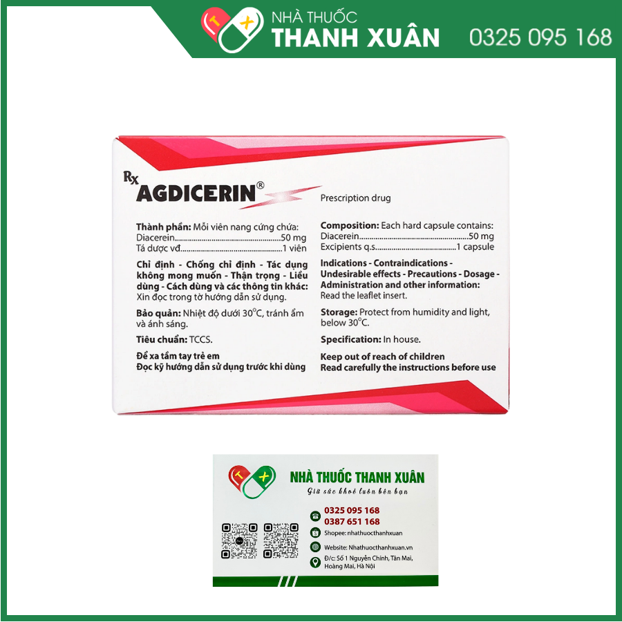 Agdicerin 50 trị thoái hóa khớp tác dụng chậm